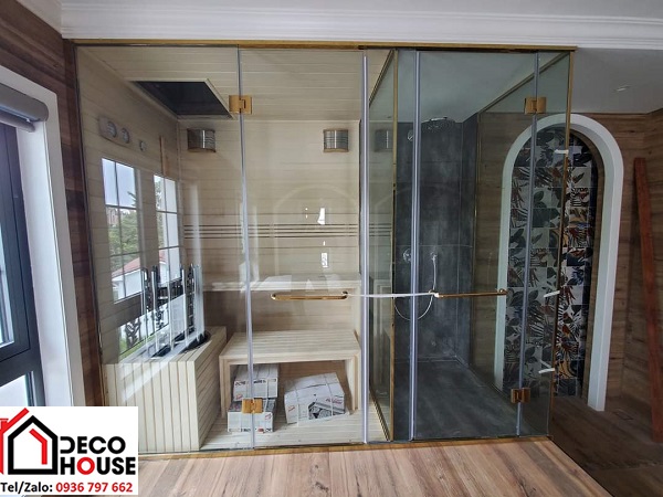 cabin tắm kính phòng xông hơi phụ kiện màu vàng