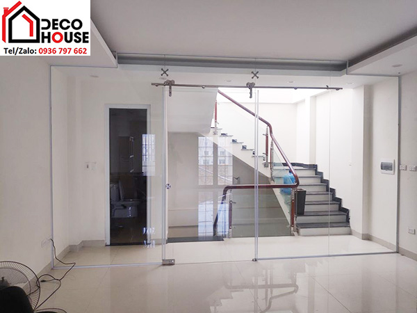 Lắp cửa kính cường lực lùa Hà Nội