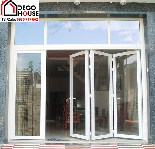 Cửa đi nhôm Việt Pháp xếp gấp màu trắng