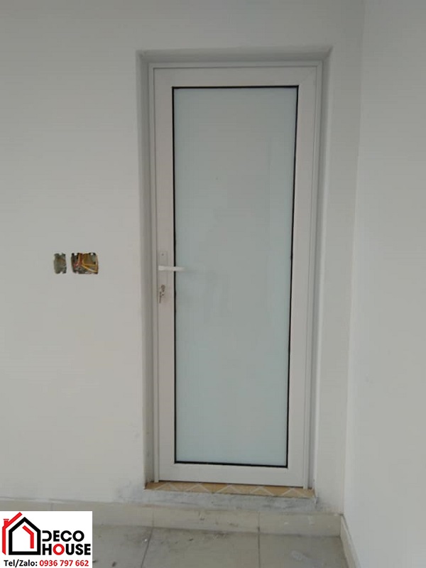 Cửa nhôm 1 cánh màu trắng hệ VIệt Pháp kính trắng sữa