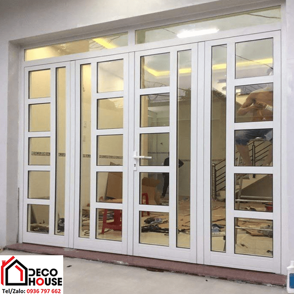 Cửa nhôm kính Việt Pháp 4 cánh màu trắng
