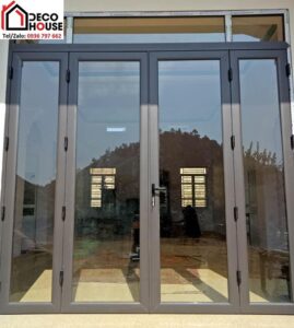 Lắp đặt cửa nhôm Việt Pháp đẹp màu ghi xám tại Hà Nội