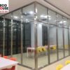 Vách ngăn kính cường lực khung inox sang trọng hiện đại